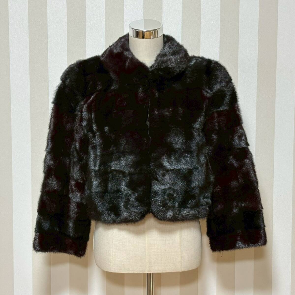 ■1円〜【レディース毛皮】 Roberto Ricci ロベルトリッチ SAGA MINK サガ ミンク 銀サガ サガタグ 毛皮 ブラウン 着丈約45cm 冬物 L180586