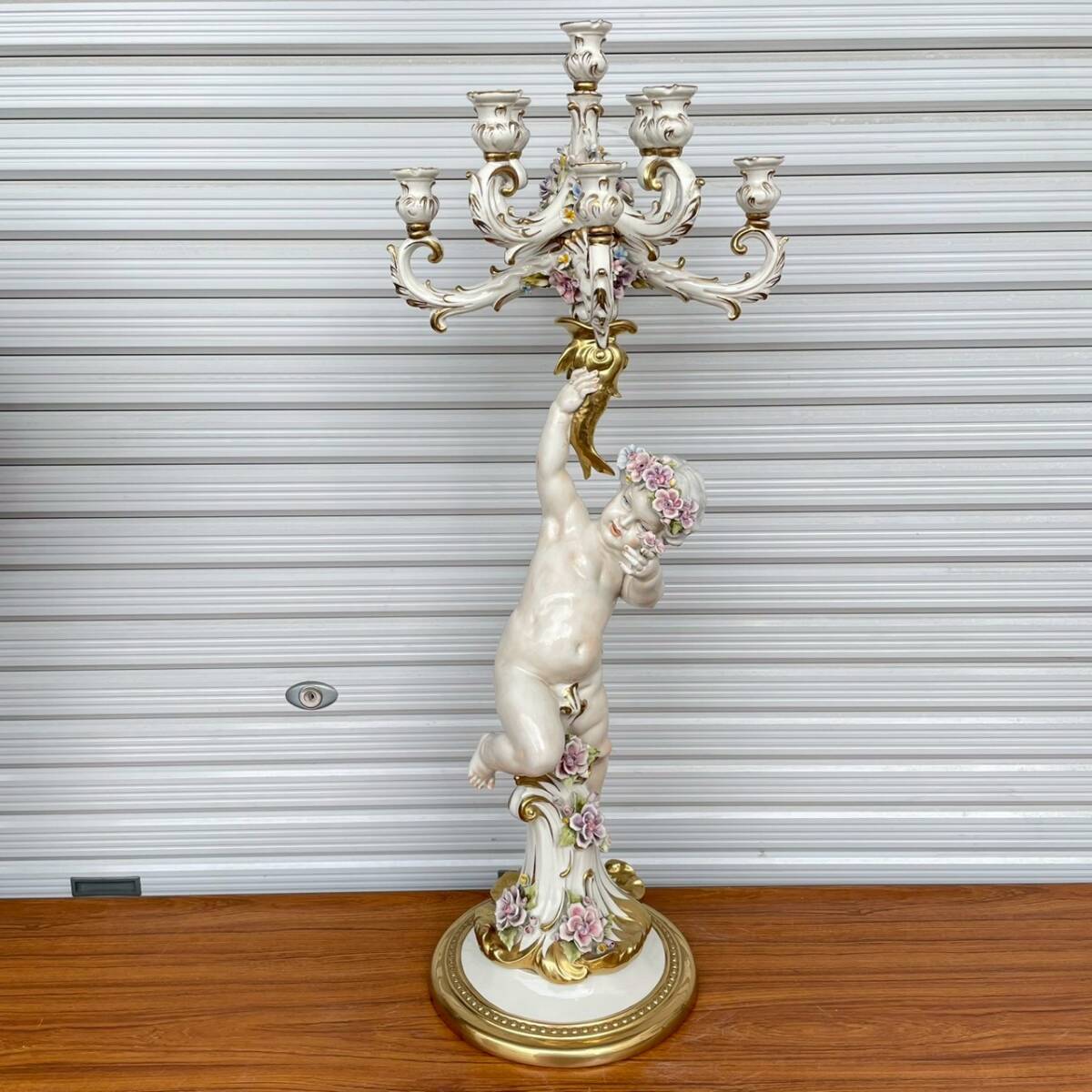 ■ 1円~【コレクター放出品】 Capodimonte カポディモンテ 陶磁器 燭台 キャンドルスタンド オブジェ フィギュリン アンティーク L160319
