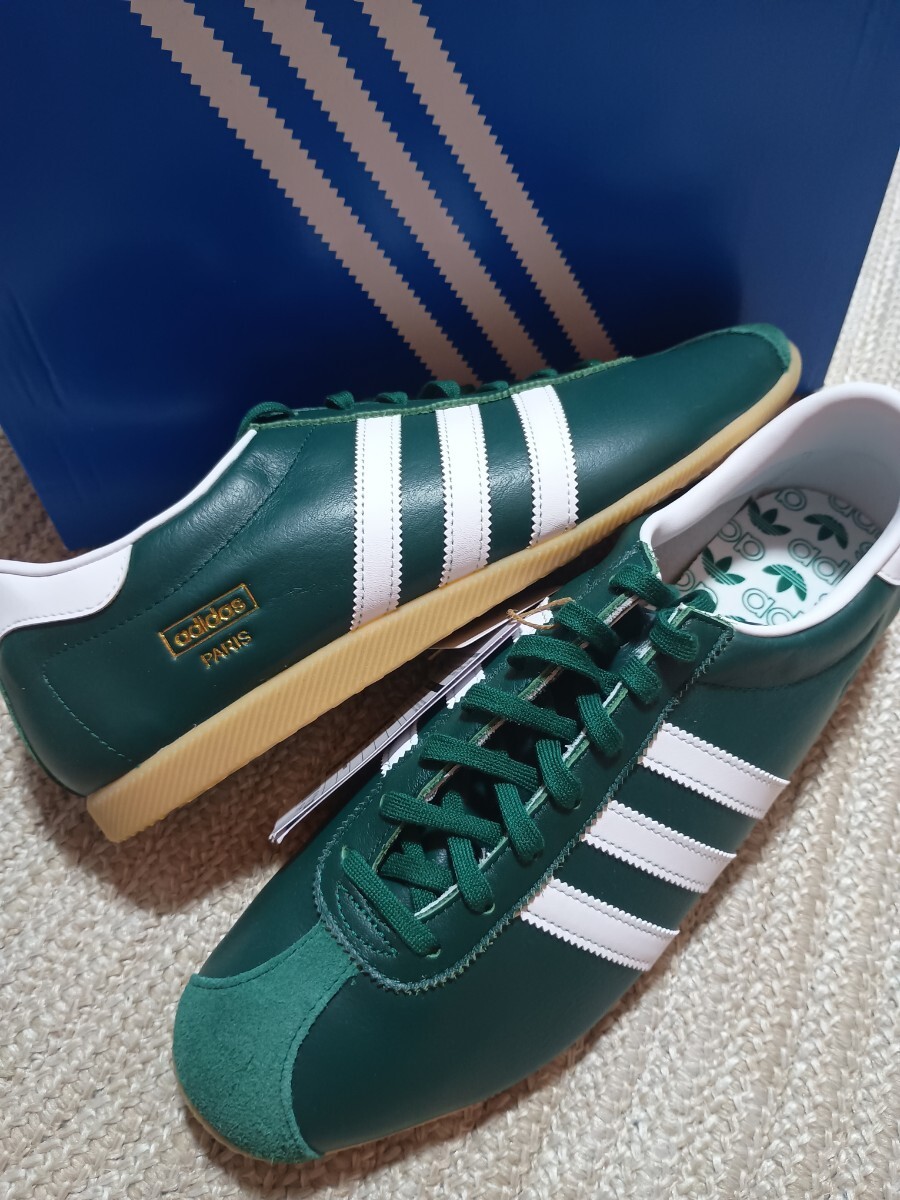 新品 未使用 adidas PARIS スニーカー グリーン 28cm アディダス オリジナルス パリ ガムソール 天然皮革 レザー