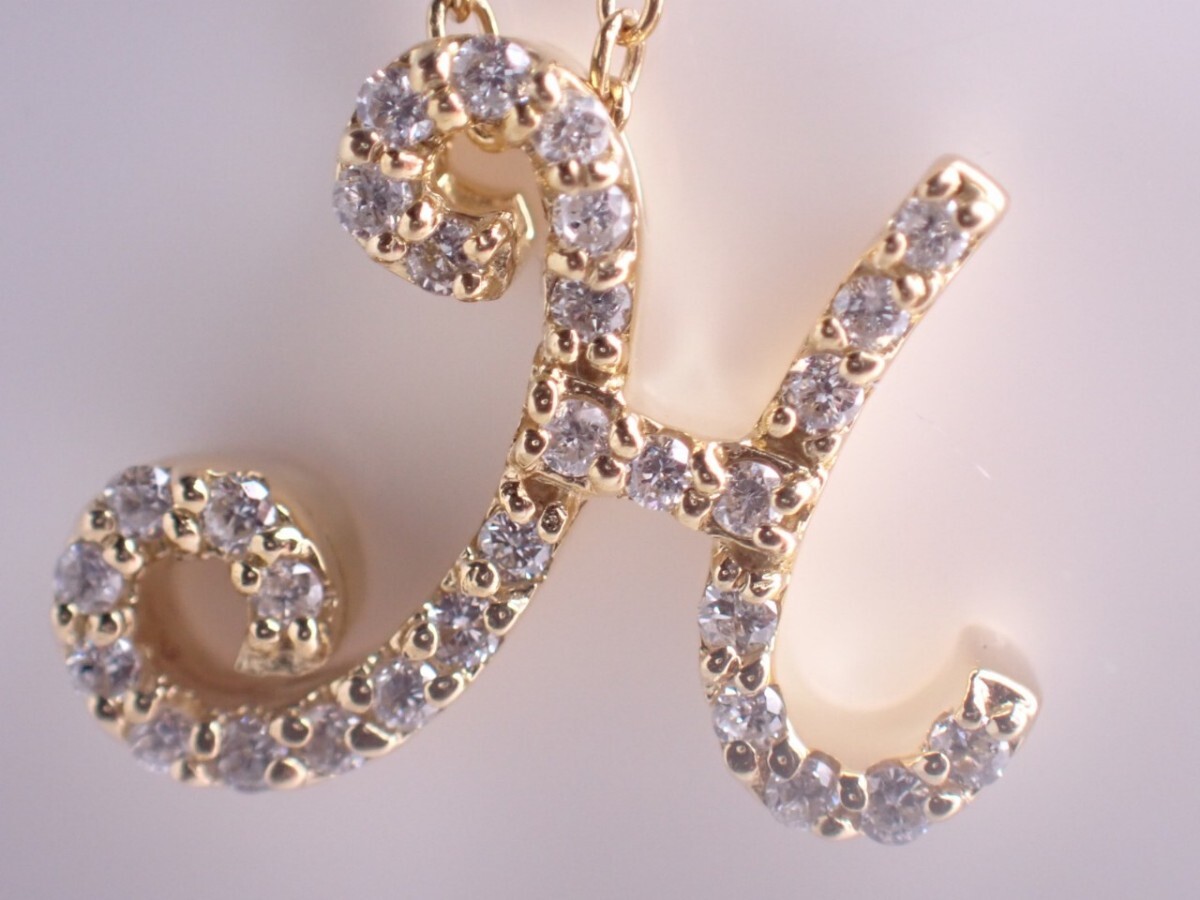 Ponte Vheccio ポンテヴェキオ　イニシャル　H 天然ダイヤモンドネックレス　K18YG D0.15ct