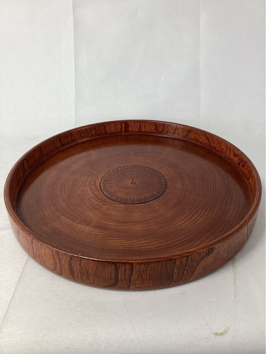 木製 丸盆 茶盆 漆塗 トレイ トレー レトロ 中古