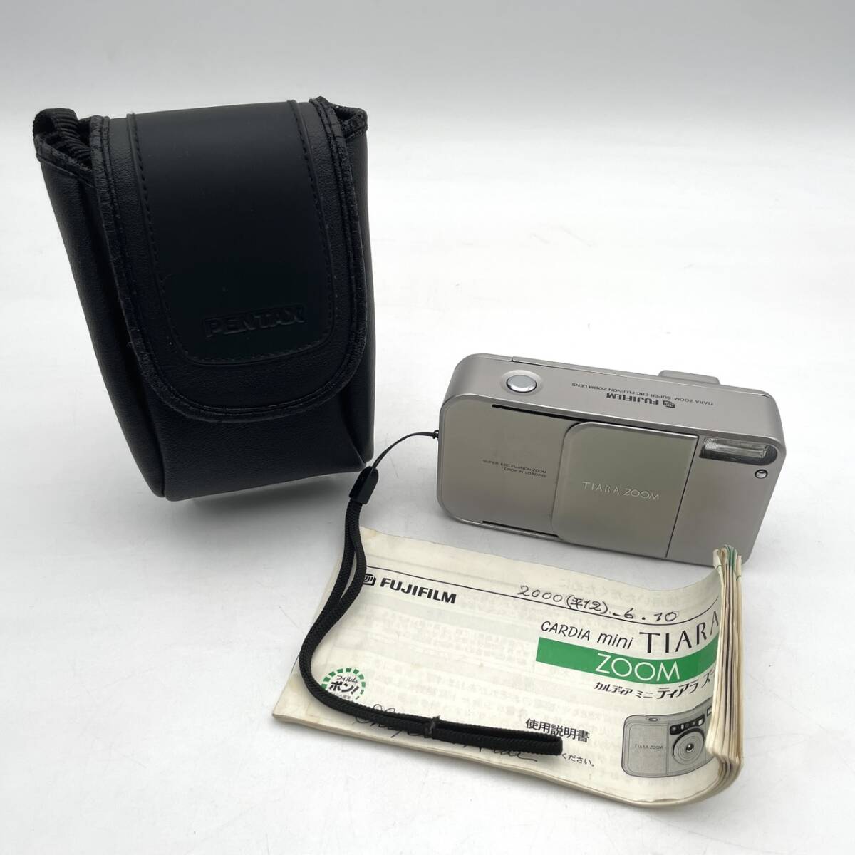 【1円～】FUJIFILM 富士フィルム CARDIA mini TIARA ZOOM コンパクトフィルムカメラ 本革ケース H387