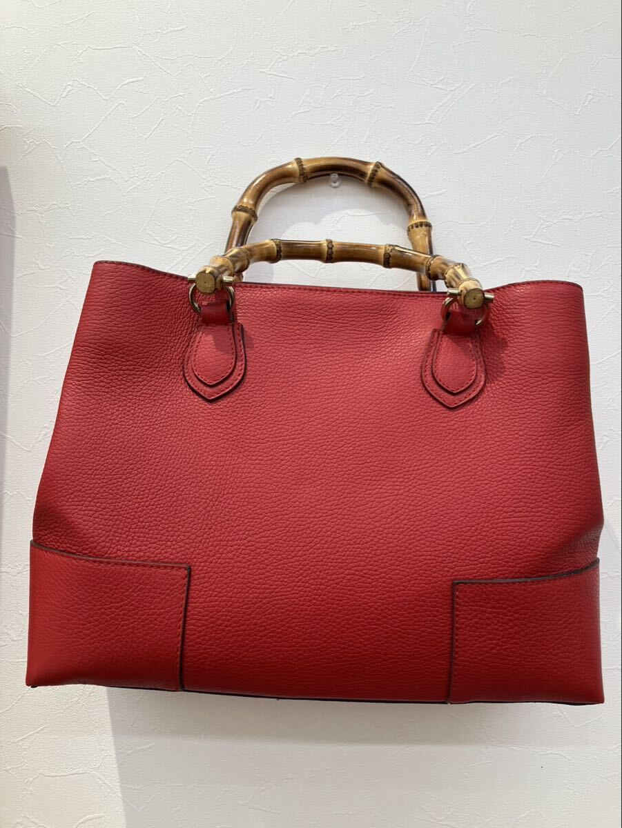 A【5F95】BECATO バッグ 赤 2WAY レッド バンブーハンドル ハンドバッグ トートバッグ ショルダーバッグ おしゃれ