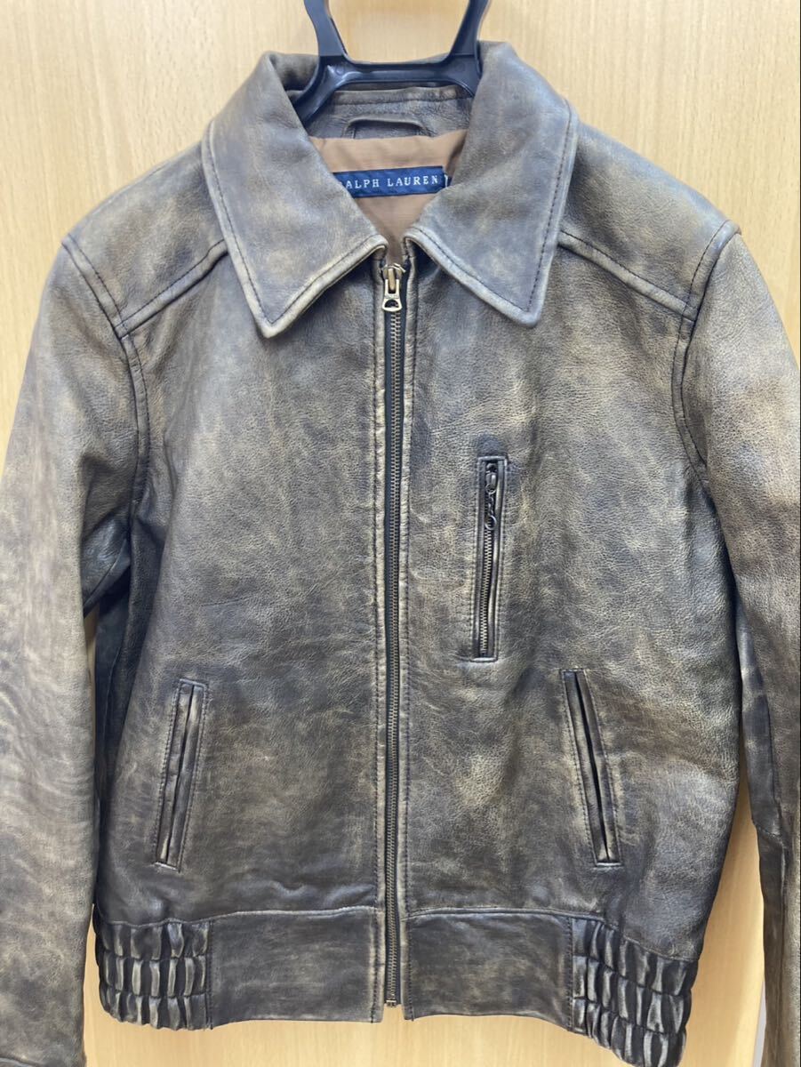 M【6F74】 RALPH LAUREN ポロ ラルフローレン 革ジャン USA フライトジャケット ブラウン ヴィンテージ加工 レディース 未使用 タグ付