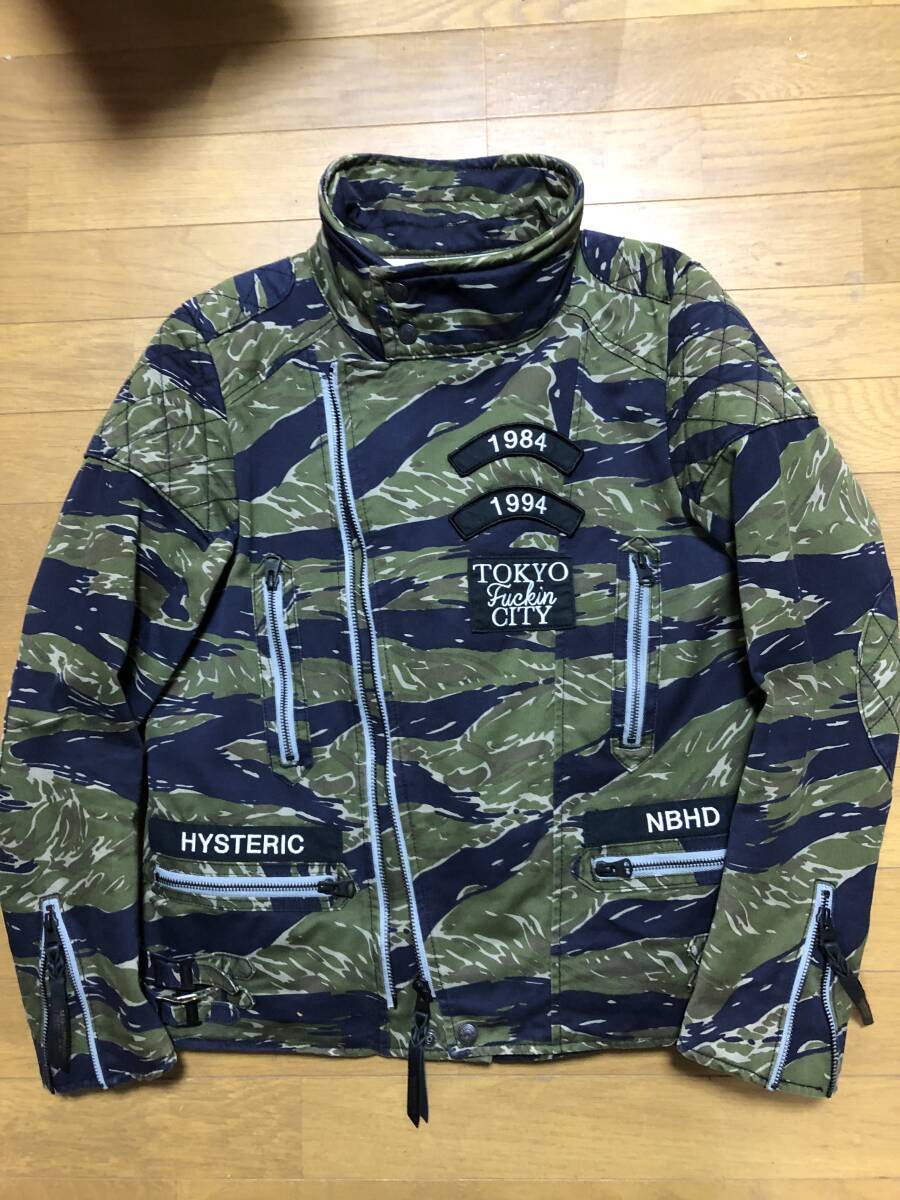 neighborhood hysteric glamour サンダーボルト　ライダーズ　ジャケット ネイバーフッド ヒステリックグラマー サイズ　M タイガーカモ　