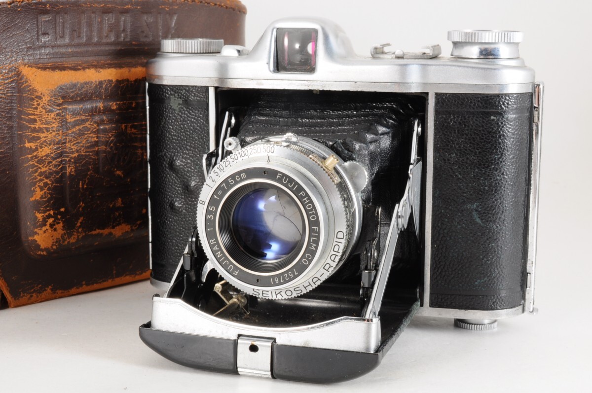 動作品 FUJICA SIX フジカ 6 FUJINAR 7.5cm F3.5 蛇腹 フィルム カメラ ケース付 1:3.5 オールドカメラ S-668