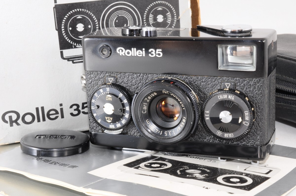 動作品 ROLLEI 35 ローライ35 カールツァイス テッサー F3.5 40mm Carl Zeiss Tessar 元箱 取説 ケース付 フィルム カメラ RU-513T/030