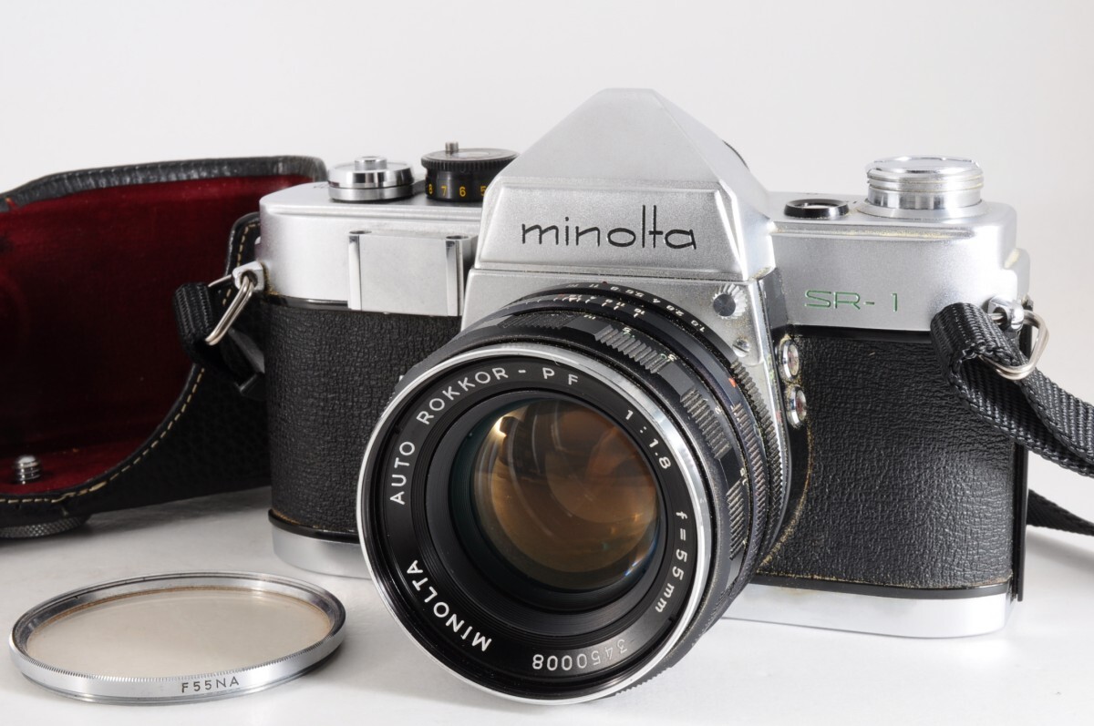 動作品 Minolta ミノルタSR-1 AUTO ROKKOR-PF F1.8 55mm 一眼レフ フィルム カメラ レンズ 1:1.8 f=55mm RU-531S/030