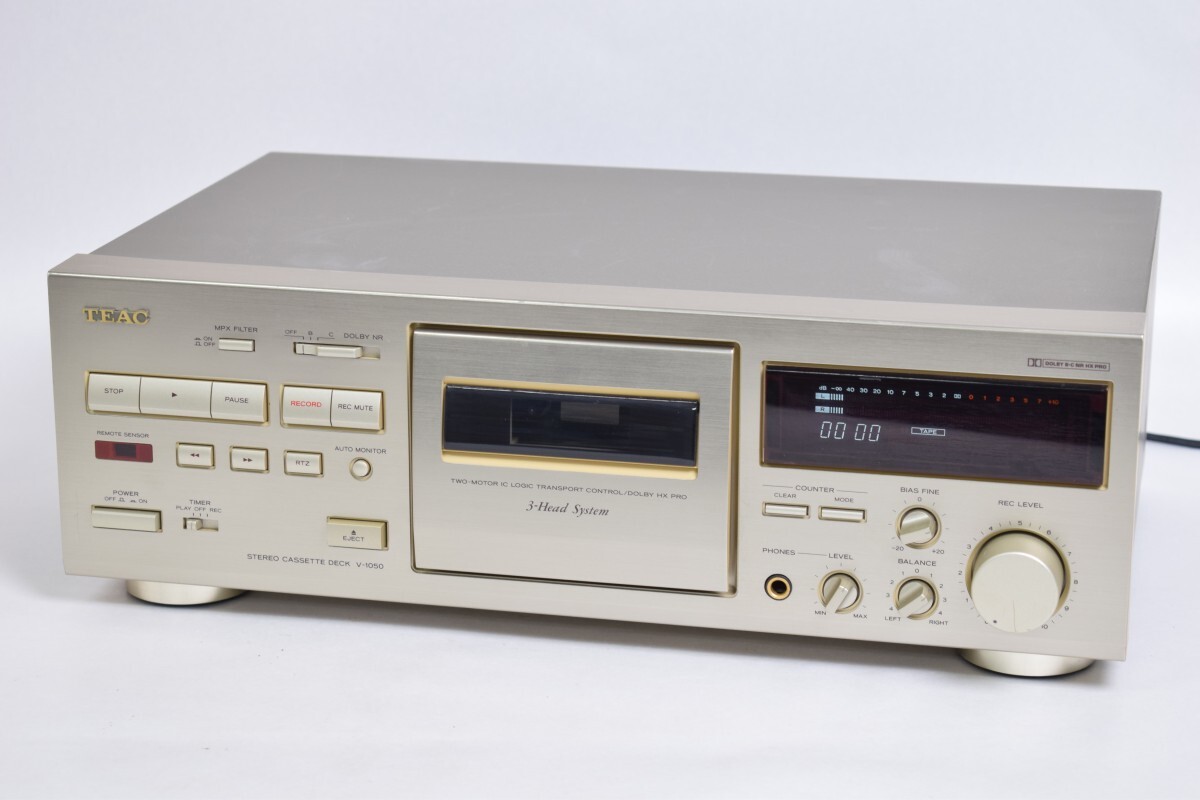 TEAC ティアック V-1050 カセットデッキ 3ヘッドシステム テープデッキ STEREO CASSETTE DECK 3-Head System 音楽 音響 オーディオ機器 P-2