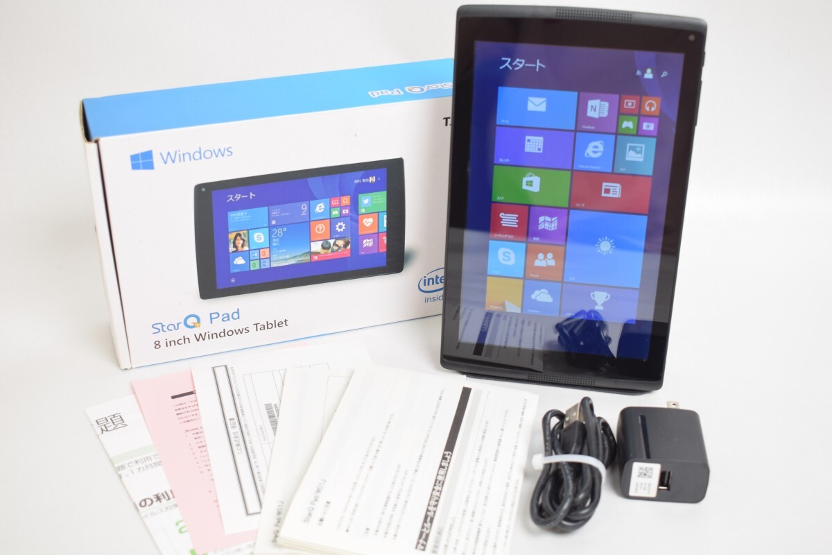 動作品 TJC StarQ Pad W01J 8インチ Windows Tablet タブレット Windows8.1 元箱付 ホワイト PC パソコン RT-804M-B/012