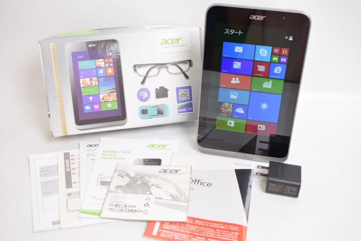 動作品 Acer エイサー Iconia イコニア W4-820 タブレット PC 8インチ Windows8.1 元箱付 メモリ 2GB ストレージ 64GB RU-54M/012