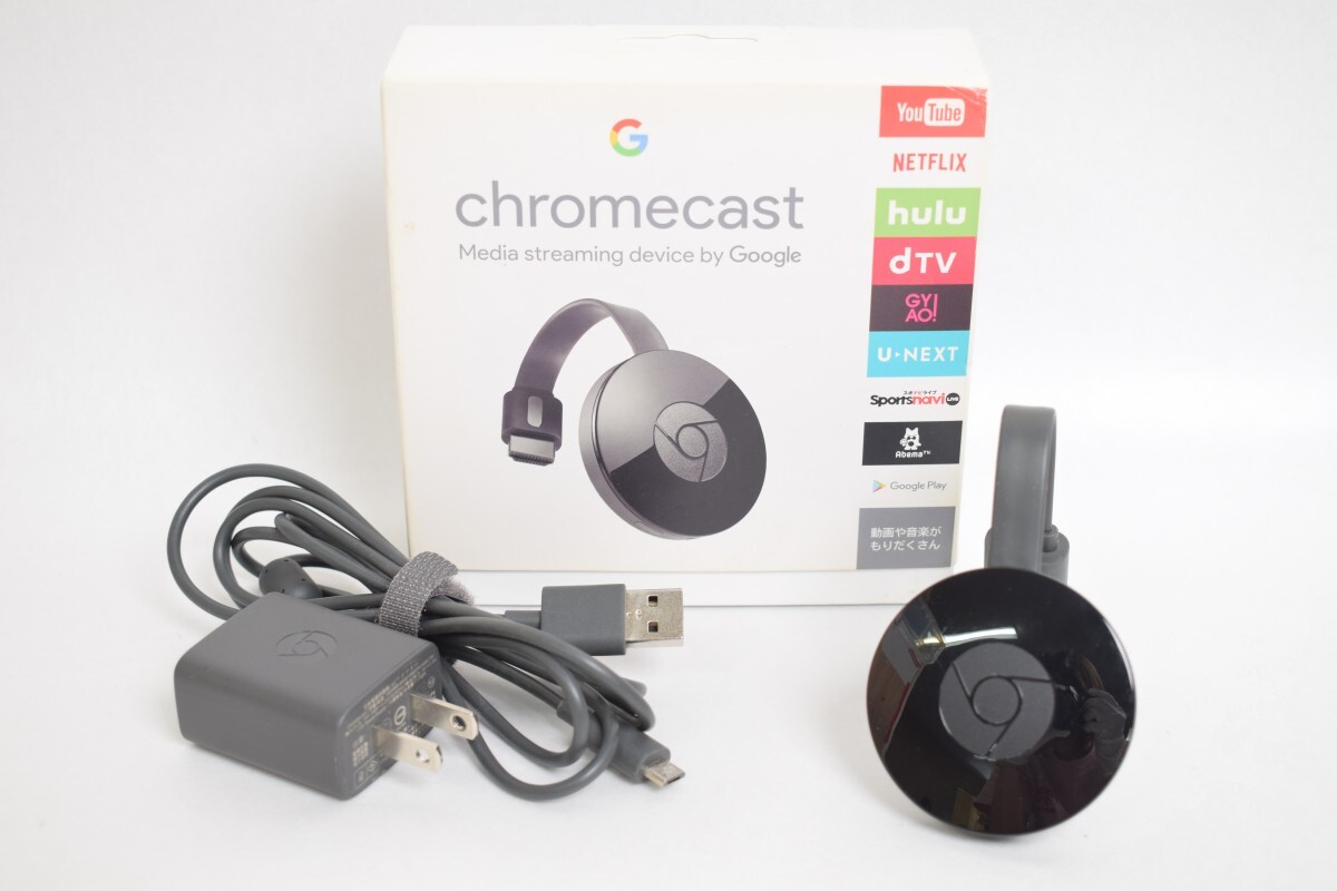 Google グーグル Chromecast クロームキャスト 第二世代 GA3A00133A16Z01 ブラック 元箱付 TV テレビ 映画 音楽 RT-802M/012