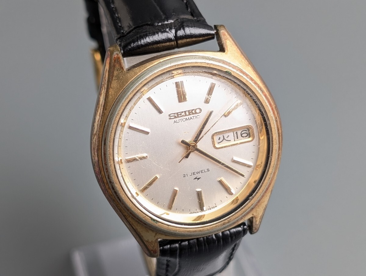 稼働 SEIKO セイコー オートマチック 7019-7430 自動巻き デイデイト 21石 メンズ 腕時計 アンティーク ビンテージ RU-397G/018
