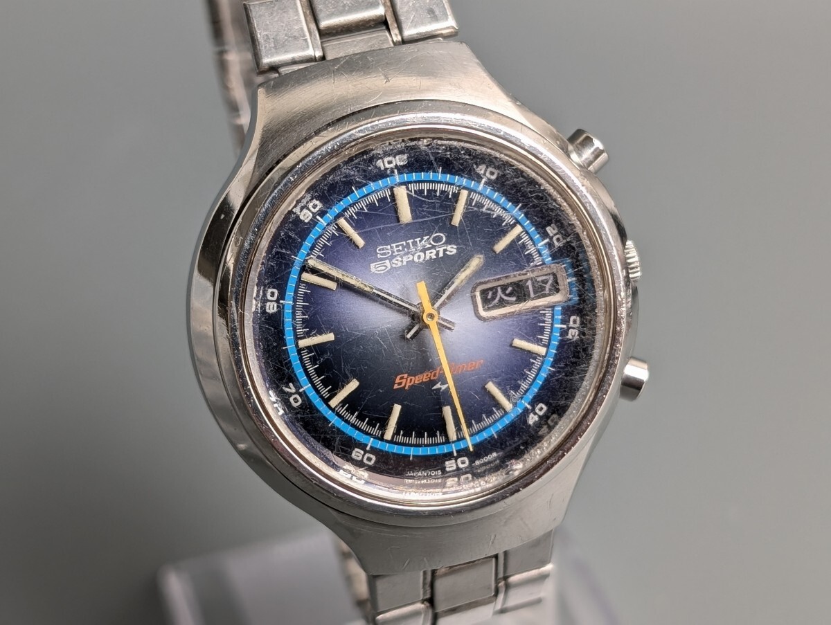 SEIKO 5 SPORTS セイコー ファイブスポーツ スピードタイマー 7015-8000 自動巻き デイデイト メンズ 腕時計 アンティーク RU-200G/023