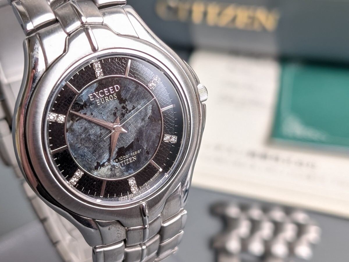 CITIZEN EXCEED EUROSE シチズン エクシード ユーロス 0331-H08347 天然ダイヤ 12P 保証書 箱 クォーツ QZ 腕時計 RU-251G/020