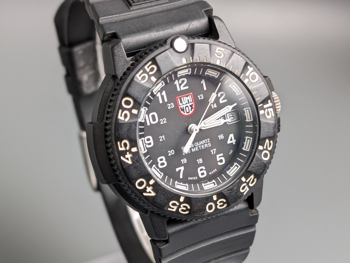 稼働 LUMINOX ルミノックス シリーズ 3000/3900 デイト ブラック文字盤 クォーツ QZ メンズ 腕時計 アンティーク RU-250G/020