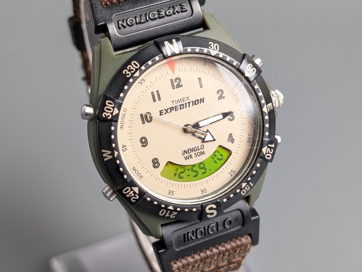 稼働 TIMEX タイメックス EXPEDITION エクスペディション アナデジ クォーツ デジタル QZ メンズ 腕時計 アンティーク RU-249G/020