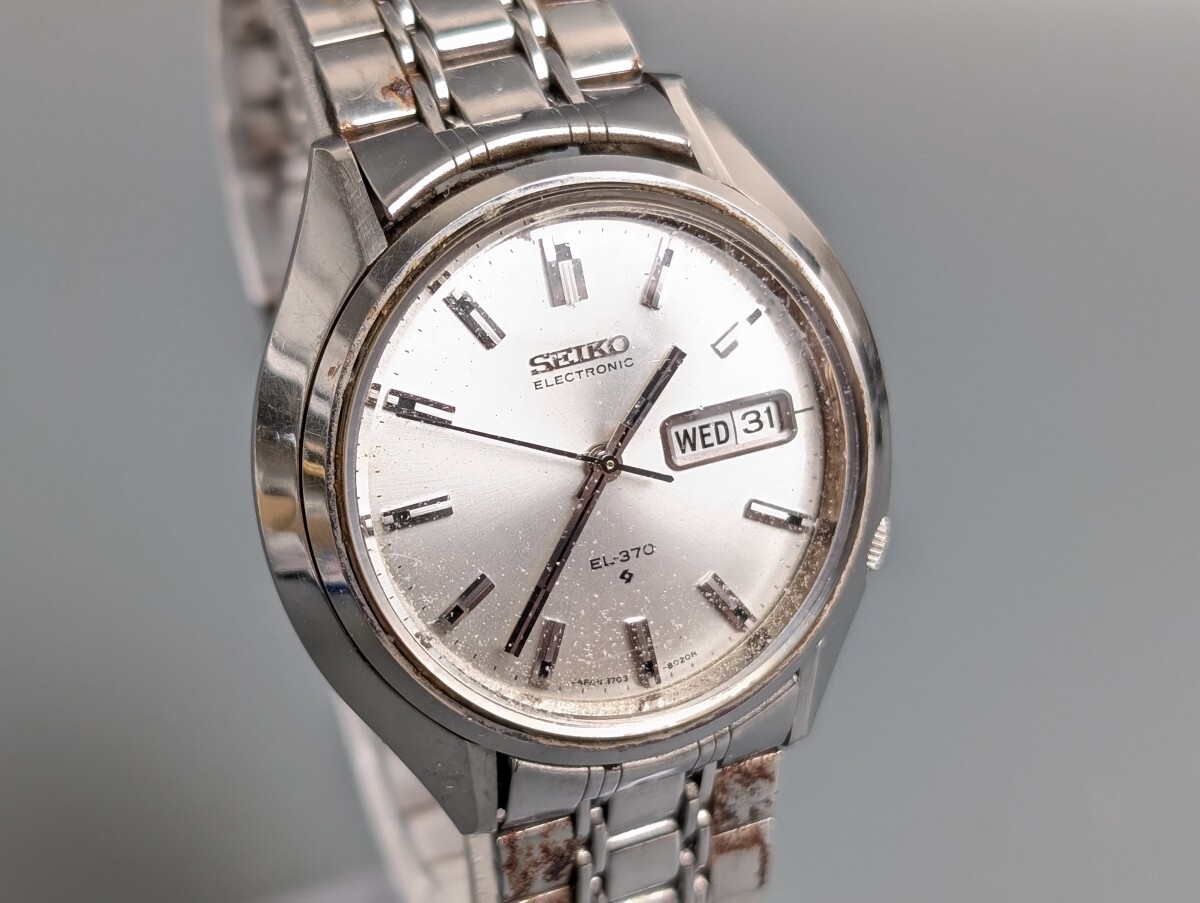 SEIKO セイコー ELECTRONIC エレクトロニック 3703-8010 EL-370 電磁テンプ シルバー文字盤 デイデイト メンズ 腕時計 RU-243G/020