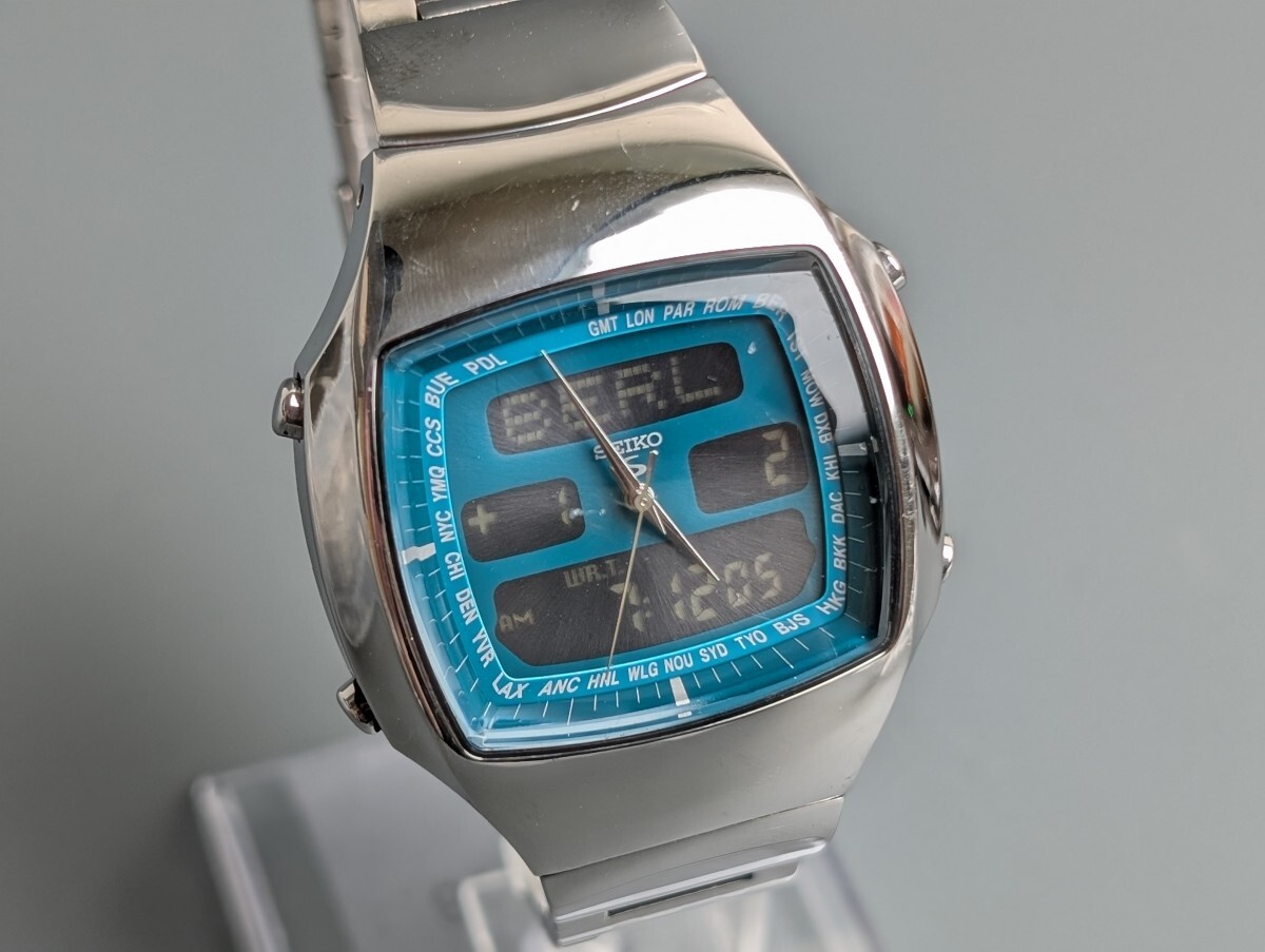 稼働 SEIKO セイコー R-SUS アール サス H022-5000 デジタル アナログ デジアナ クォーツ QZ メンズ 腕時計 RU-386G/018