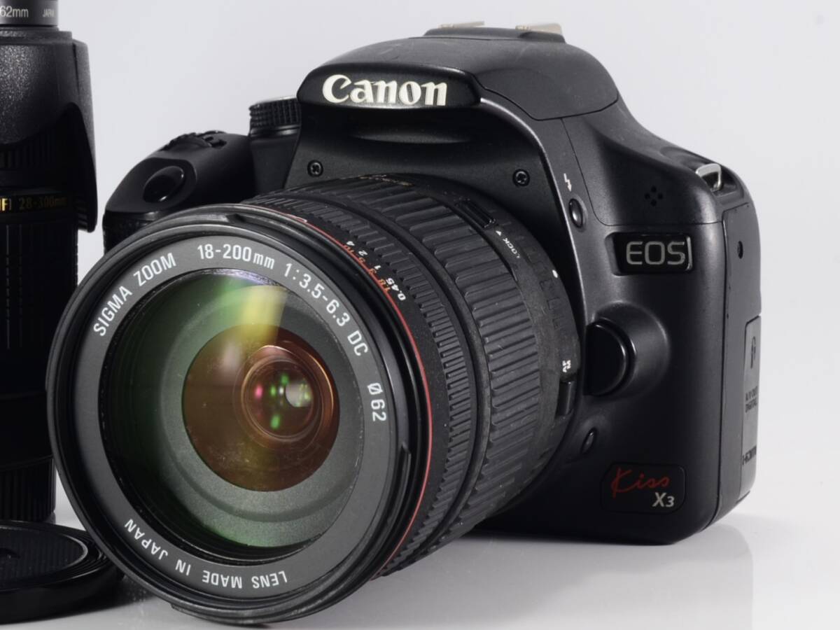 [良品] Canon（キャノン）EOS Kiss X3 / SIGMA ZOOM 18-200mm / TAMRON 28-300mm セット（61221）