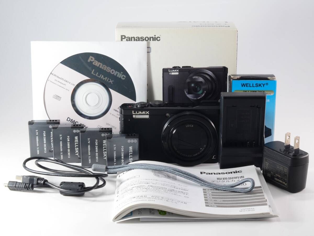 [良品] Panasonic（パナソニック）Lumix TZ60 ブラック バッテリー4つ 元箱 コンパクトデジタルカメラ DMC-TZ60-K（61305）