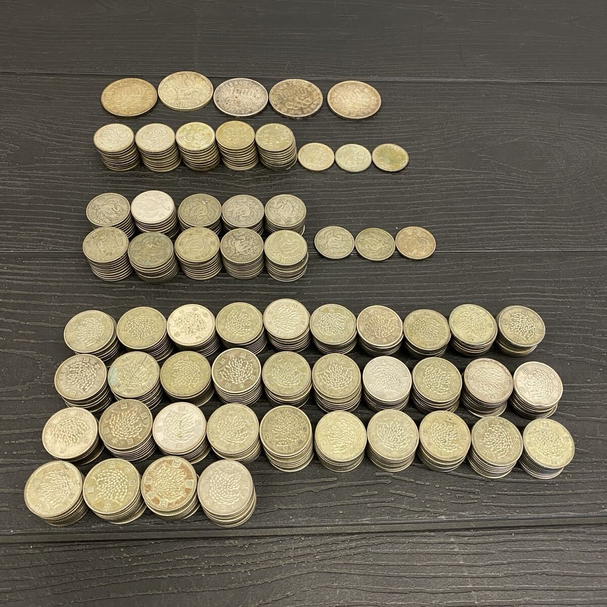 【S5/3E20】 銀貨 まとめ 東京オリンピック 1000円 5枚 100円 53枚 / 稲穂 340枚 / 鳳凰 103枚 / 日本 昭和 記念硬貨 千円 百円 古銭