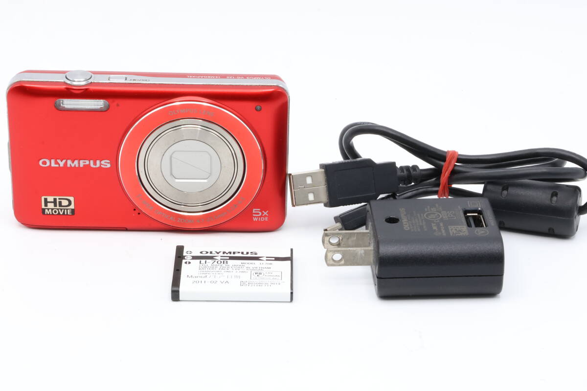 「みんカメ」5-103 OLYMPUS オリンパス VG-120 レッド デジカメ コンデジ 現状品 動作確認済み