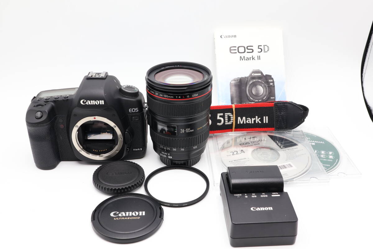 「みんカメ」5-204 Canon キヤノン EOS 5D Mark II EF24-105L IS U レンズキット キャノン デジタル一眼 現状品 動作確認済み