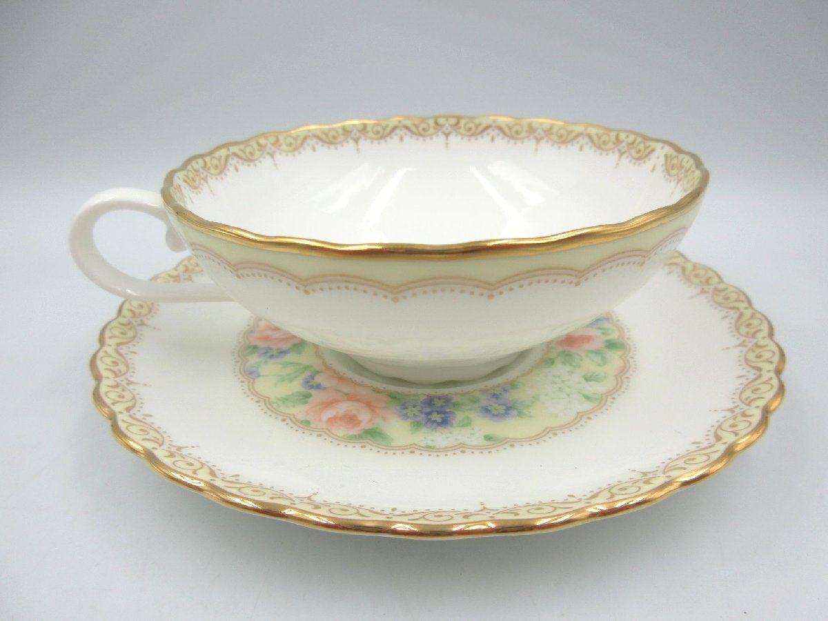 ★◇ Noritake ノリタケ ザ ナショナルトラスト ホワイトガーデン カップ＆ソーサー ティーカップ 4643 金彩 1客 中古品