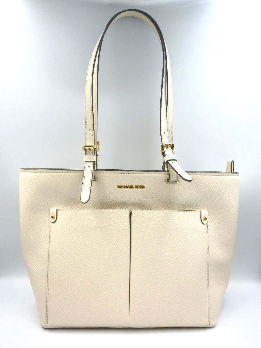 ★◎MICHAEL KORS マイケルコース JET SET ジェットセット トラベル トートバッグ 肩掛け 35F3GTVT8B2171 中古 個人保管品 アイボリー系