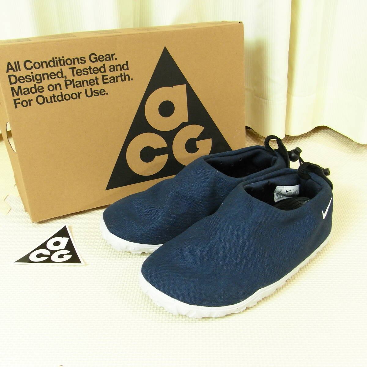 ほぼ未使用 NIKE ACG MOC モック 26.0cm メンズ ネイビー FV4572-400 ステッカー付き ナイキ スニーカー