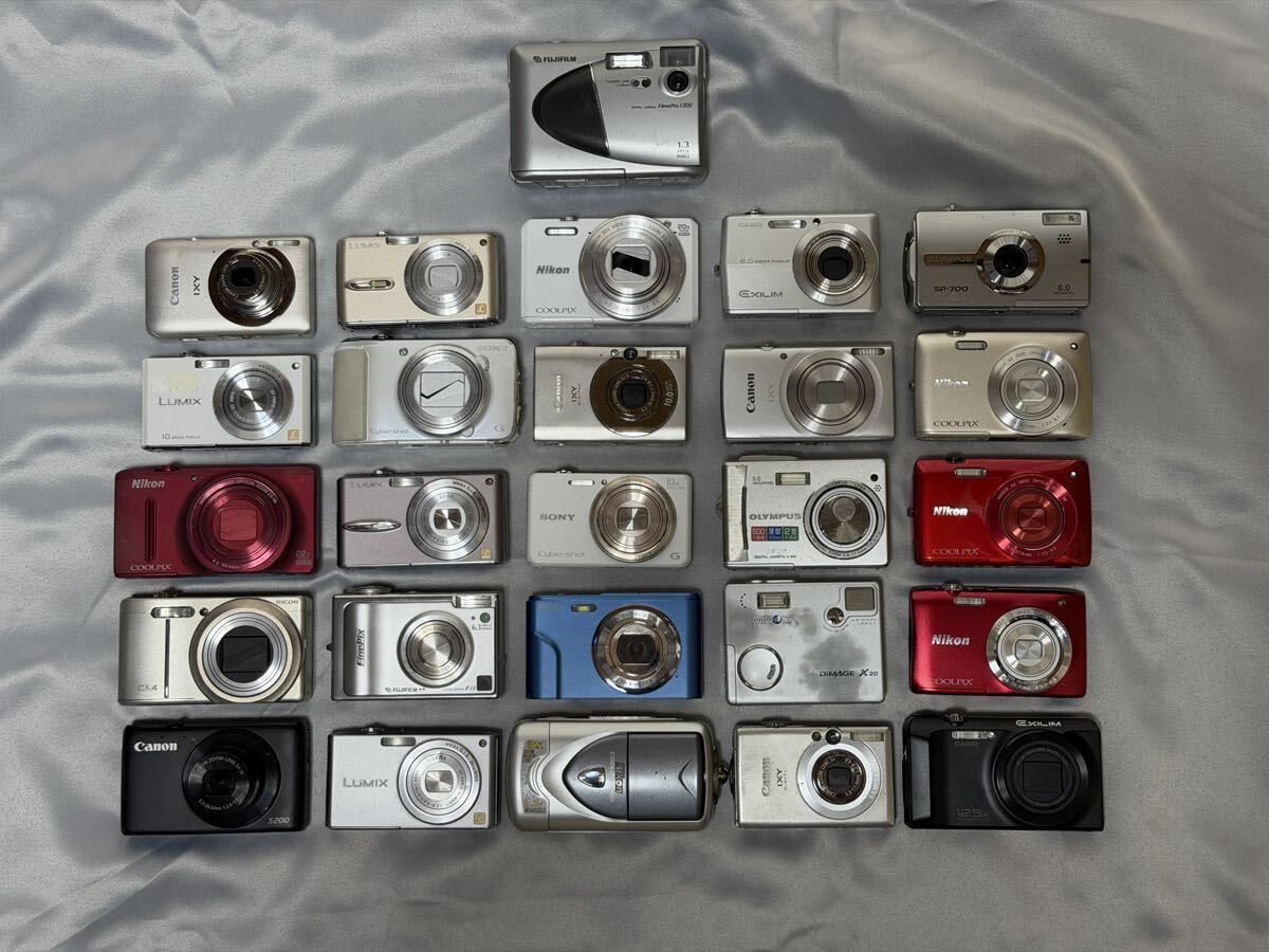 キャノン、ニコン、ソニー、カシオ、フジ、オリンパス、ミノルタ等 コンパクト デジタルカメラ ジャンク品、計26台