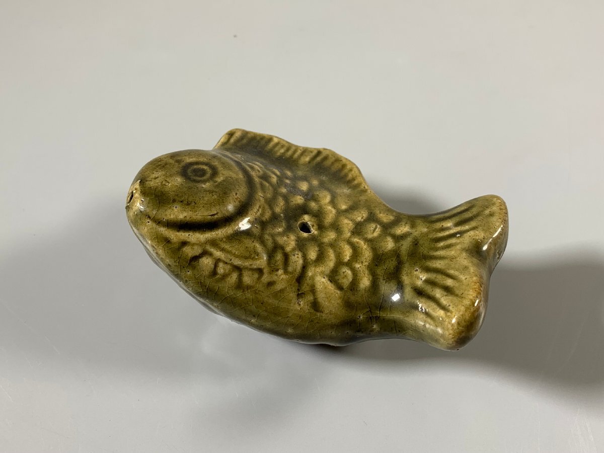 書道■ 緑釉魚型水滴　■k147