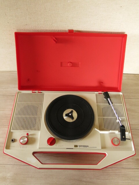 【現状渡し】National・ナショナル「SF-345」ALL IC STEREO PHONOGRAPH スピーカー内蔵 ポータブルレコードプレーヤー ターンテーブル