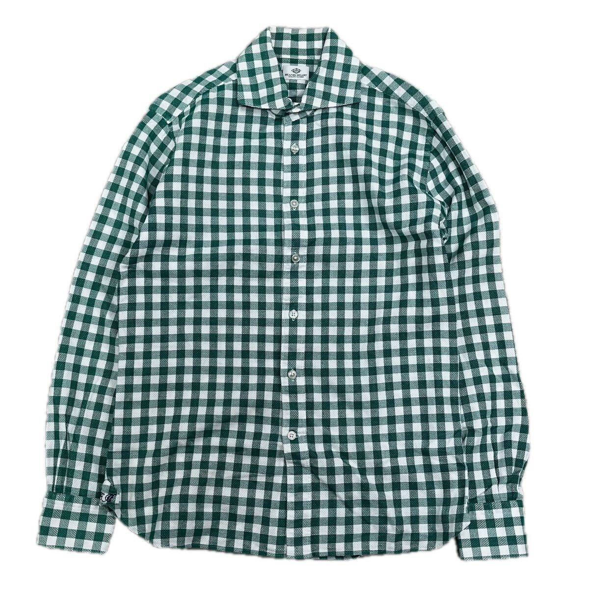 BEAMS HEART ビームスハート 長袖シャツ グリーン チェック柄 チェックシャツ ギンガムチェック　アウトレット　メンズ　コットン