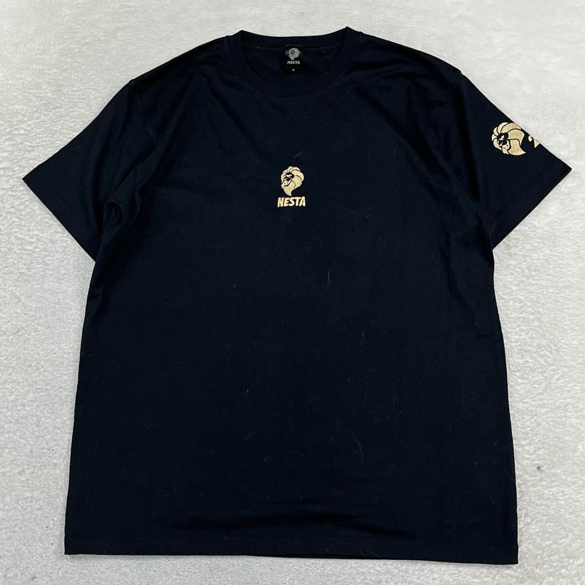 NESTA ネスタブランド　ブラック　カットソー　Tシャツ　クルーネック　メンズ　レゲエ　ストリート　XL スモールロゴ　プリント