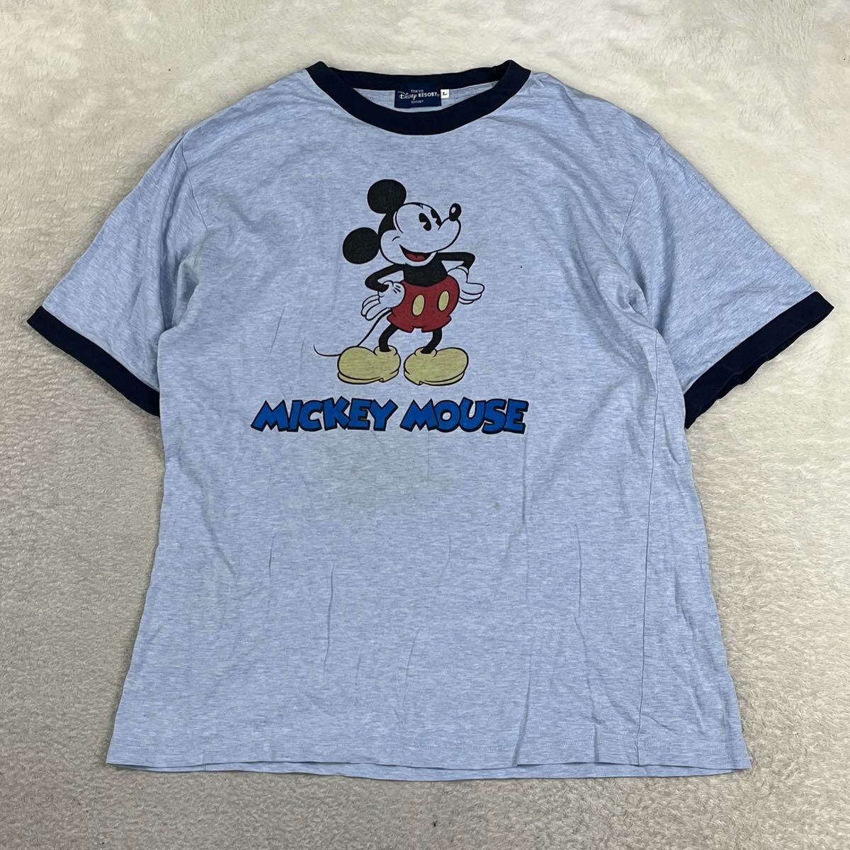 Disney ディズニー ミッキーマウス リンガーTシャツ ディズニー Tシャツ ミッキー ヴィンテージ　ブルー　VINTAGE