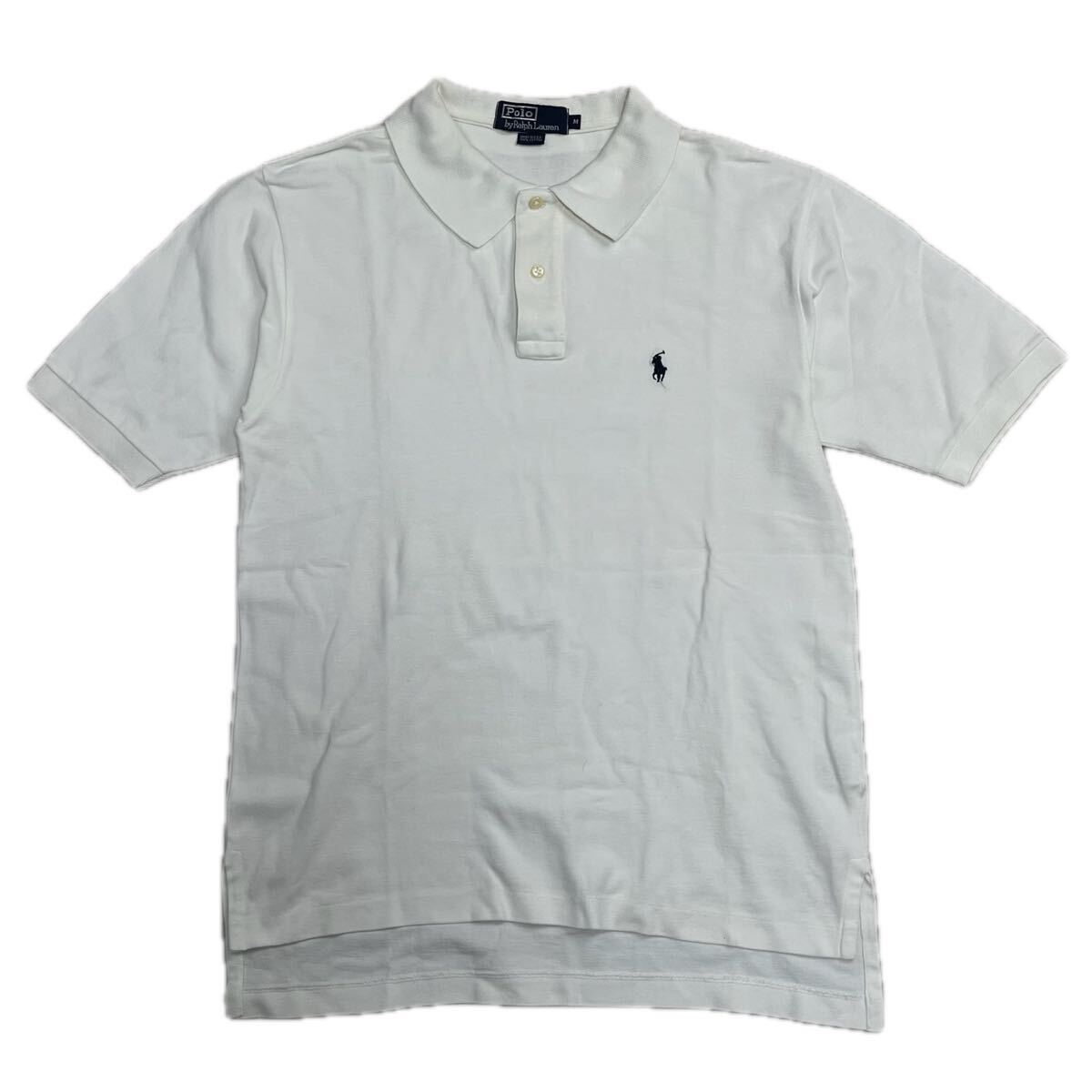POLO RALPH LAUREN ポロラルフローレン 白ポロシャツ 半袖　M ワンポイント　鹿子　アメカジ　シンプル　ベーシック　アメリカ製