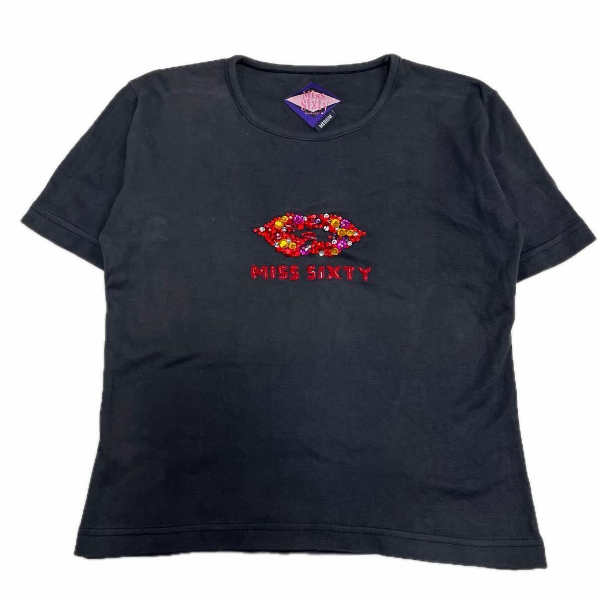 【イタリア製】MissSixty ミスシックスティ 半袖Tシャツ カットソー トップス 綿100% コットン ミニT ピチT Y2K レディース M