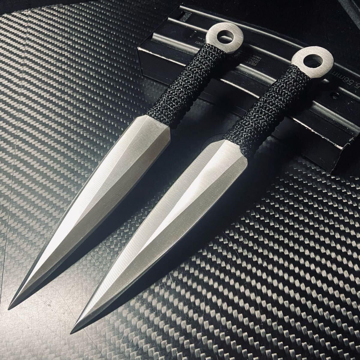 【日本在庫あり 翌日発送 】極厚5mm 重量感105g 刃無し 特製鋼製 サバイバル道具 2本セットアウトドア ハイキング　野外登山