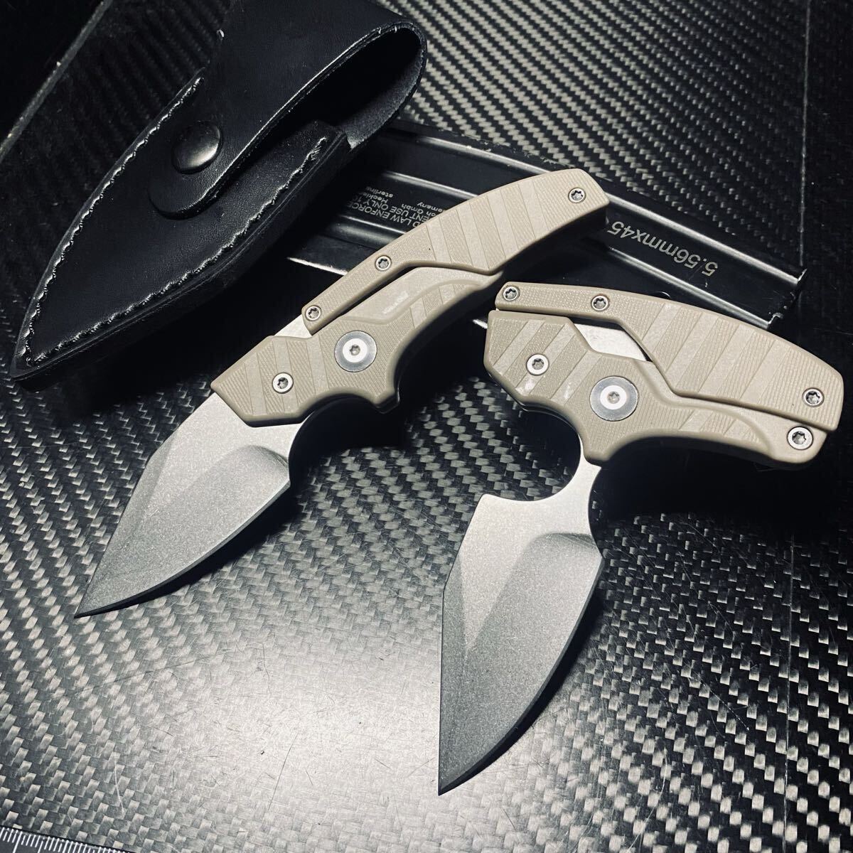 独特なデザイン 高品質 アウトドアナイフ 折りたたみナイフサバイバルナイフ D2鋼製 EDC ハイキング 68g 収納ケース付