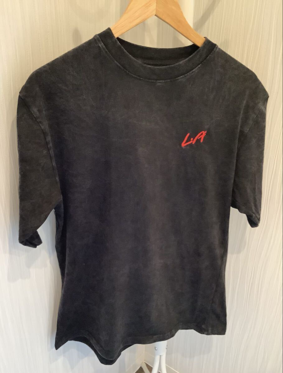 ★19 刺繍 LA Tシャツ 半袖 ブラック 半袖Tシャツ 黒 タバコ　古着　Lサイズ