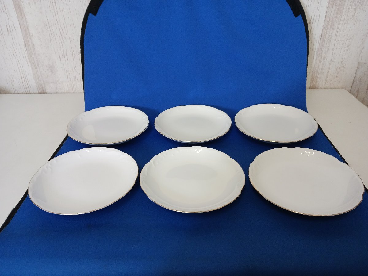 大倉陶園　ゴールドライン（リムシェープ）　銘々皿　OKURA CHINA刻印　６枚セット（現状品）