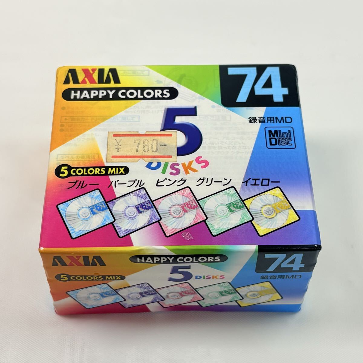 未開封品　 AXIA HAPPY COLORS 74 5pack 録音用MD 記録媒体　当時物