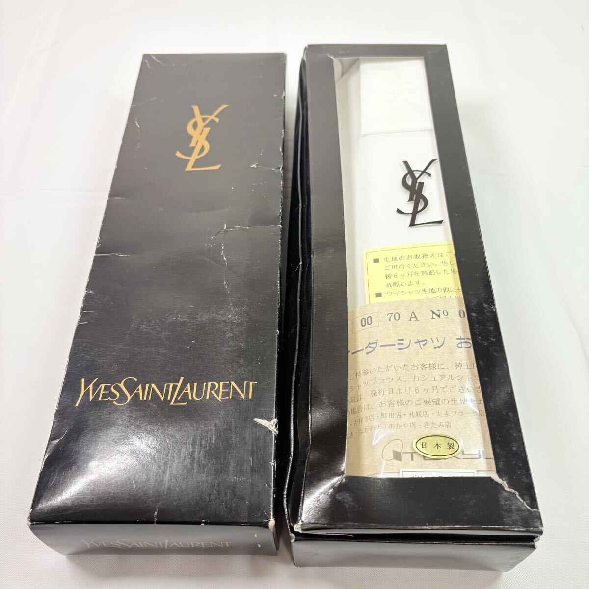 未開封品　イヴ・サンローラン　yslロゴ　シャツ生地　オーダーシャツ　東急　お仕立て券　期限切れ　保管品