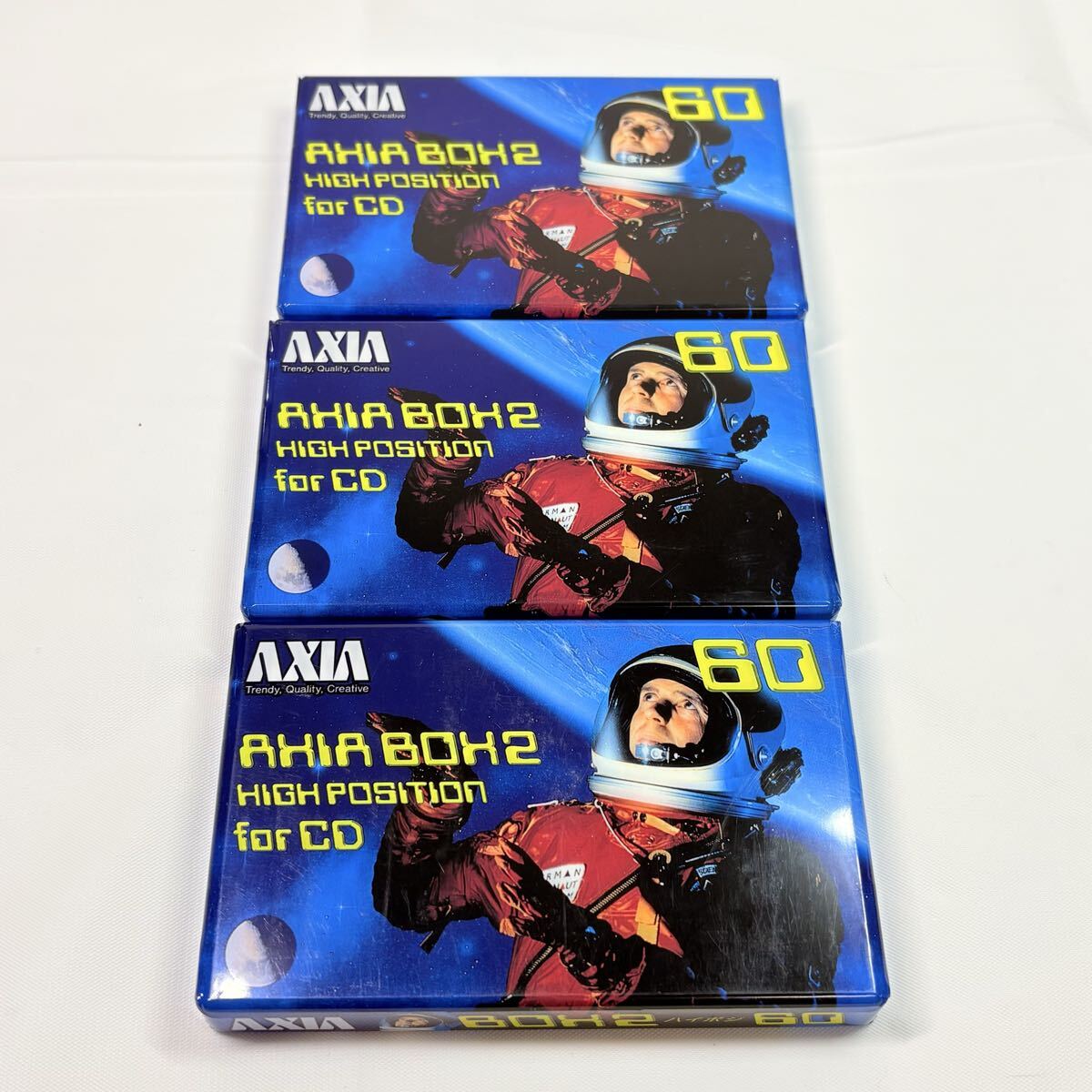 未開封品　未使用　AXIA AHIR 80HX2 60分カセットテープ BOX2 ハイポジション　3点まとめ　カセットテープ　記録媒体　当時物　レトロ
