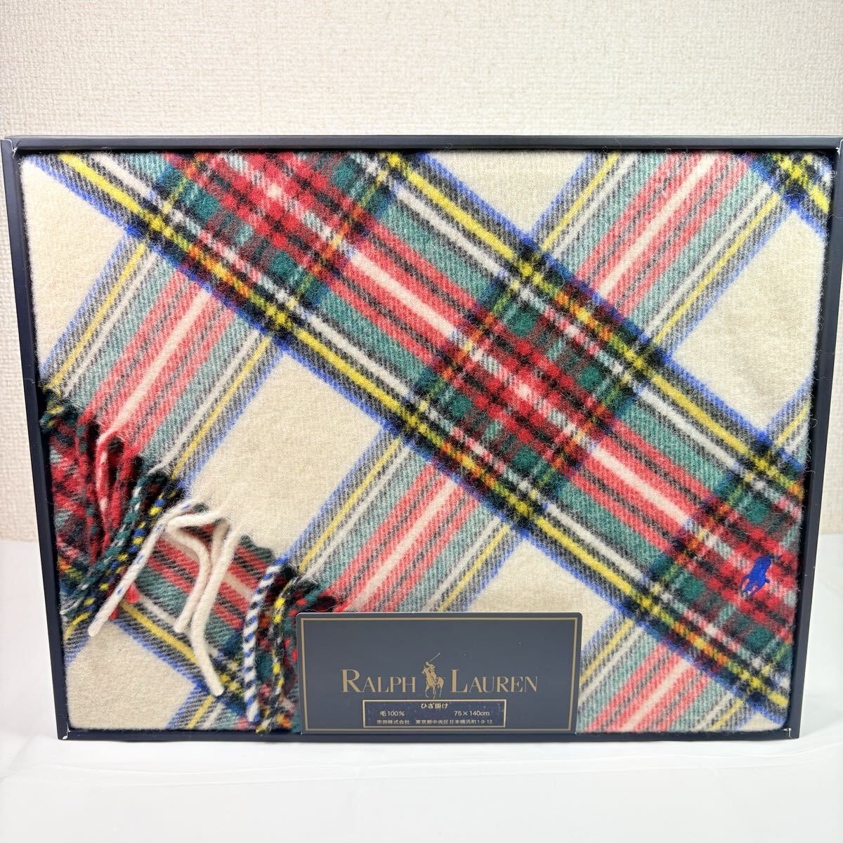 新品　 RALPH LAUREN ラルフローレン　スチュアートタータン　 チェック柄　ウールひざ掛け　75×140cm ブランケット　ギフト