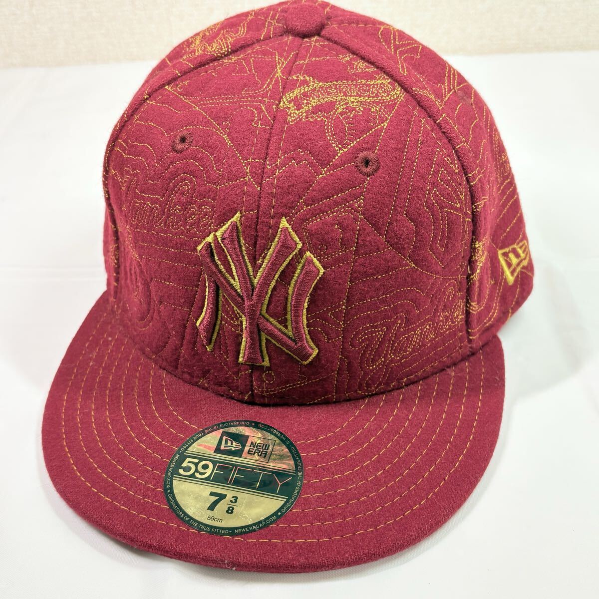New Era ニューヨーク・ヤンキース キャップ 59FIFTY 59cm レッド　赤　中古　古着