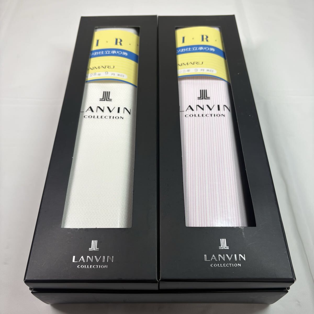 未開封品　 LANVIN COLLECTION ランバンコレクション　オーダーシャツ生地　白ドビー&ピンクストライプ　お仕立て券期限切れ　大丸　松坂屋