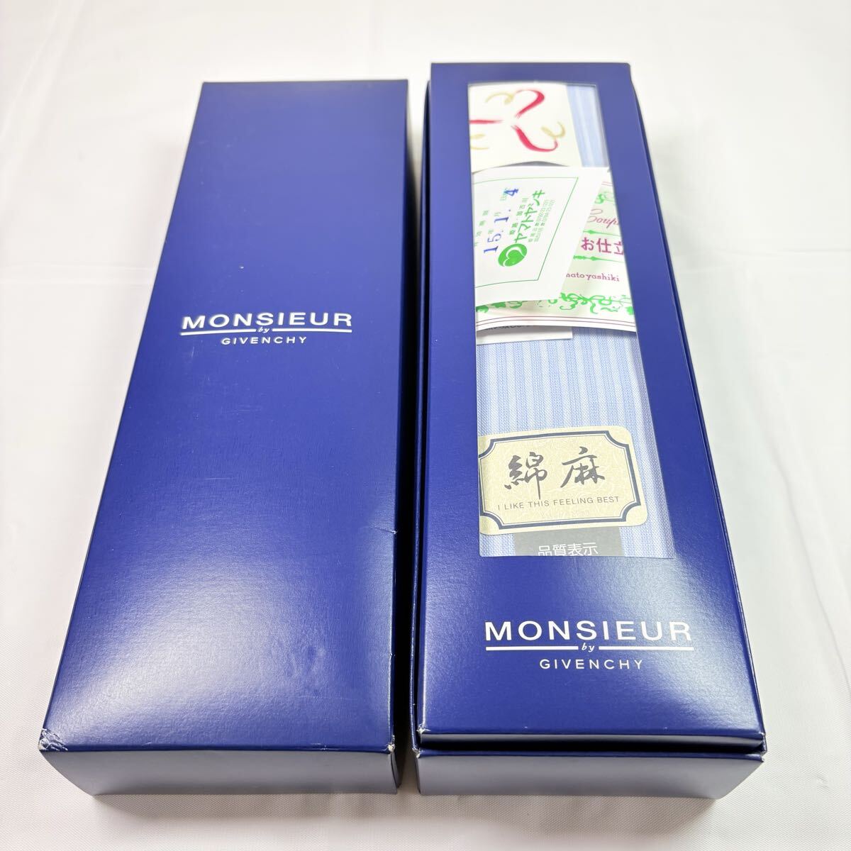 未開封品　MONSIEUR by GIVENCHY ワイシャツ仕立て用生地　仕立て券期限切れ　ブルーストライプ　綿/麻
